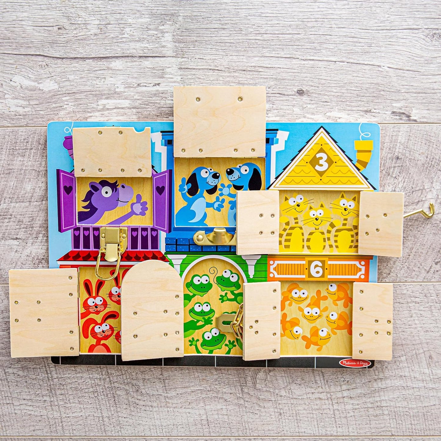 Melissa & Doug Latches Board Wooden Activity Toy with Doors & Locks