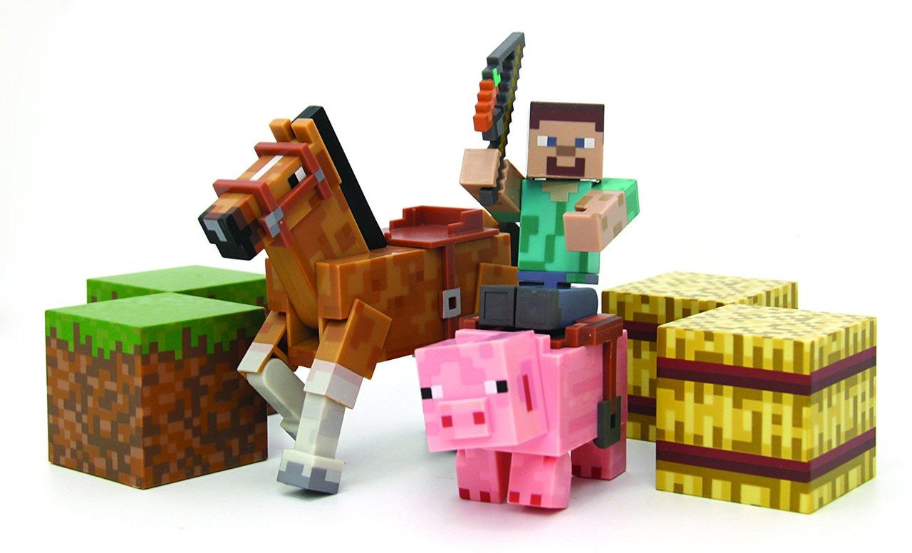 Minecraft Overworld Steve Figure Set Saddle Pack