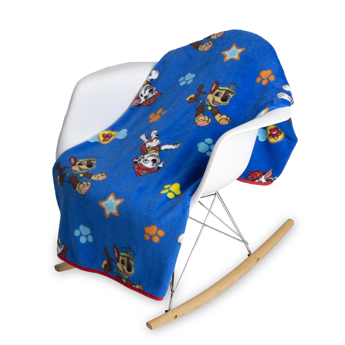 PAW Patrol Plush Toddler Blanket, 40x50 Chase & Marshall Allover Print Fleece Throw, Royal Blue