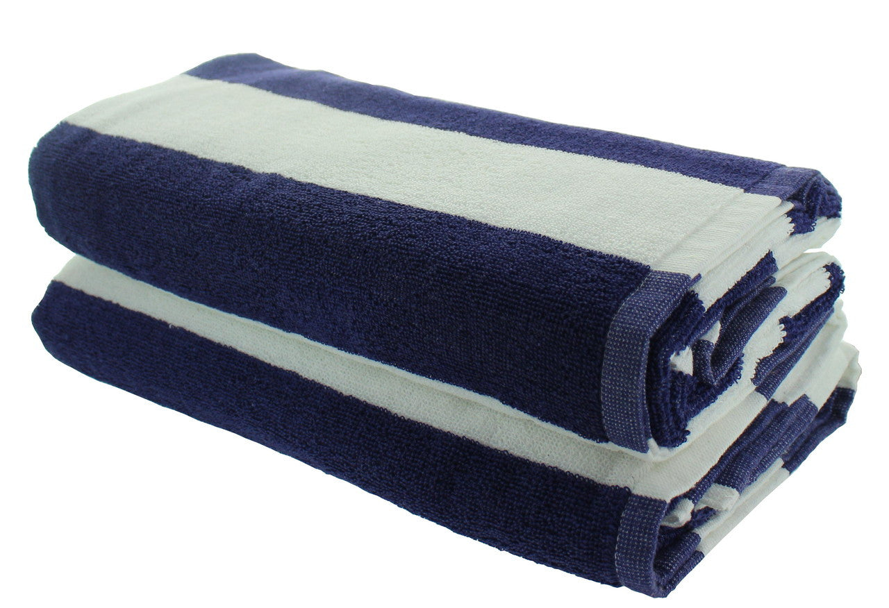 Navy Blue Cabana Beach Towels - 2 Pack