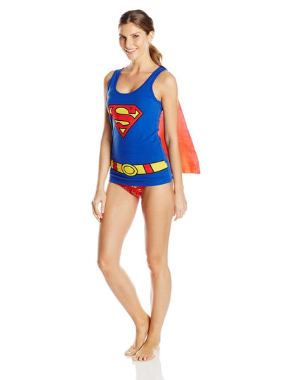 DC Comics Women's Ladies Tank and Panty Set Supergirl, Blue, Medium