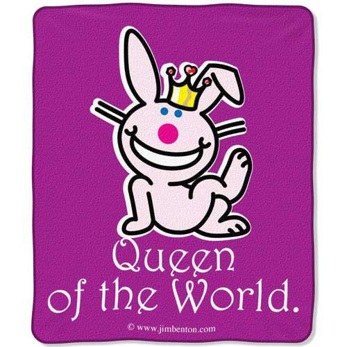 It's Happy Bunny "Queen of the World" Plush Throw