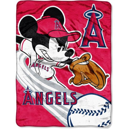 MLB Los Angeles Angels Mickey Mouse Plush Throw Blanket