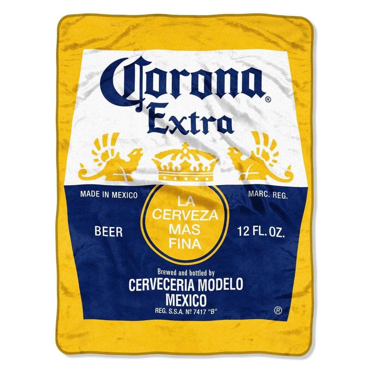 Corona Beer Micro Raschel Throw- Gold/Blue