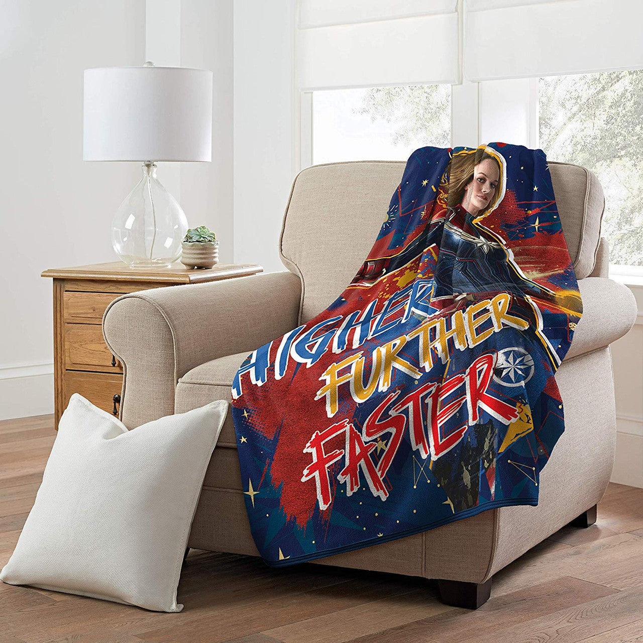 Captain Marvel "Higher, Further, Faster" Super Plush Throw