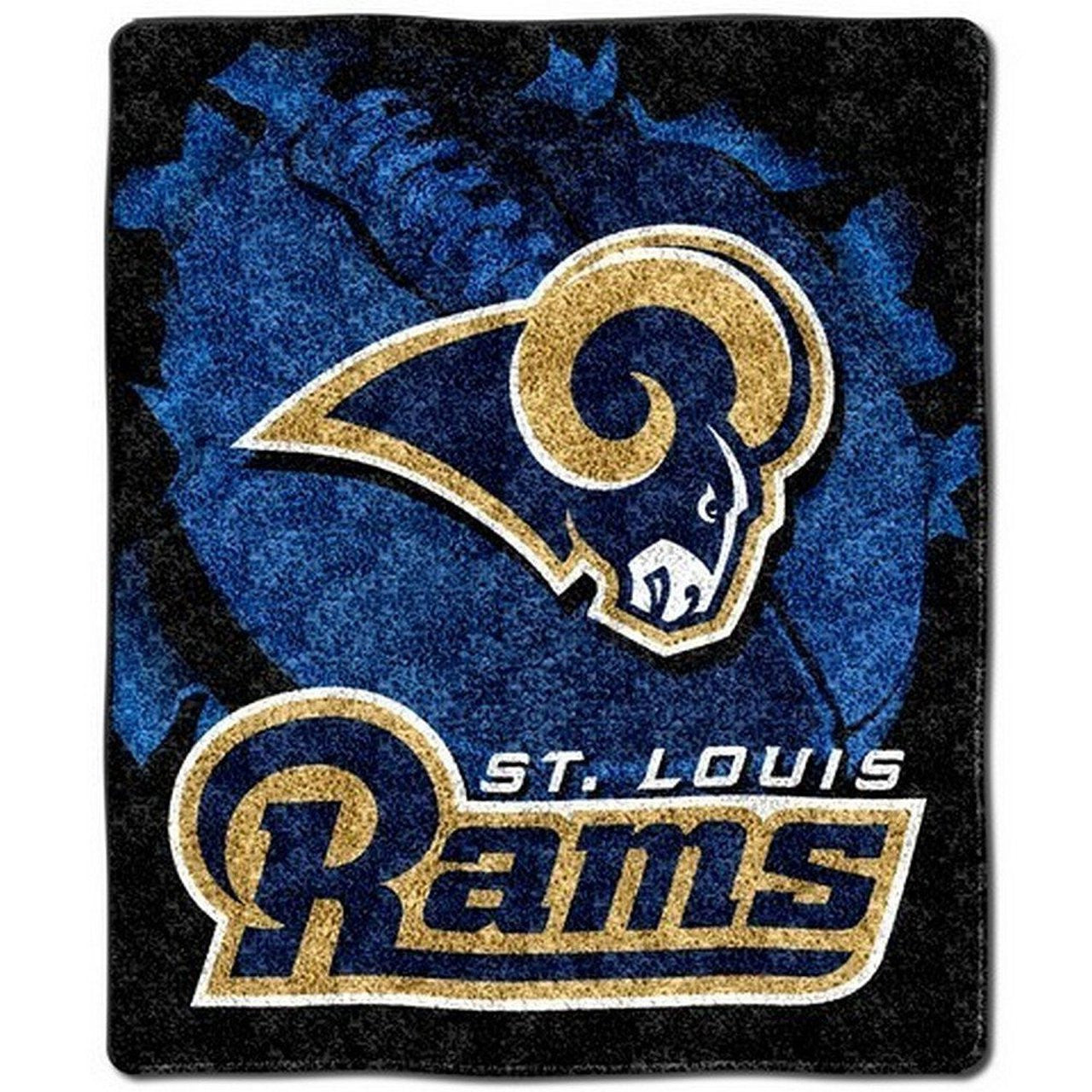 NFL St. Louis Rams 50-Inch-by-60-Inch Sherpa on Sherpa Throw Blanket "Burst" Design