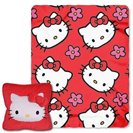Hello Kitty Plush Pillow and Throw - Red