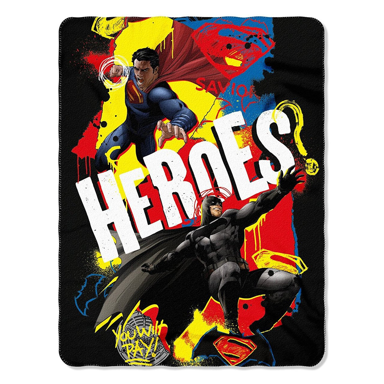 Dawn of Justice "Super Heroes" Fleece Throw Blanket