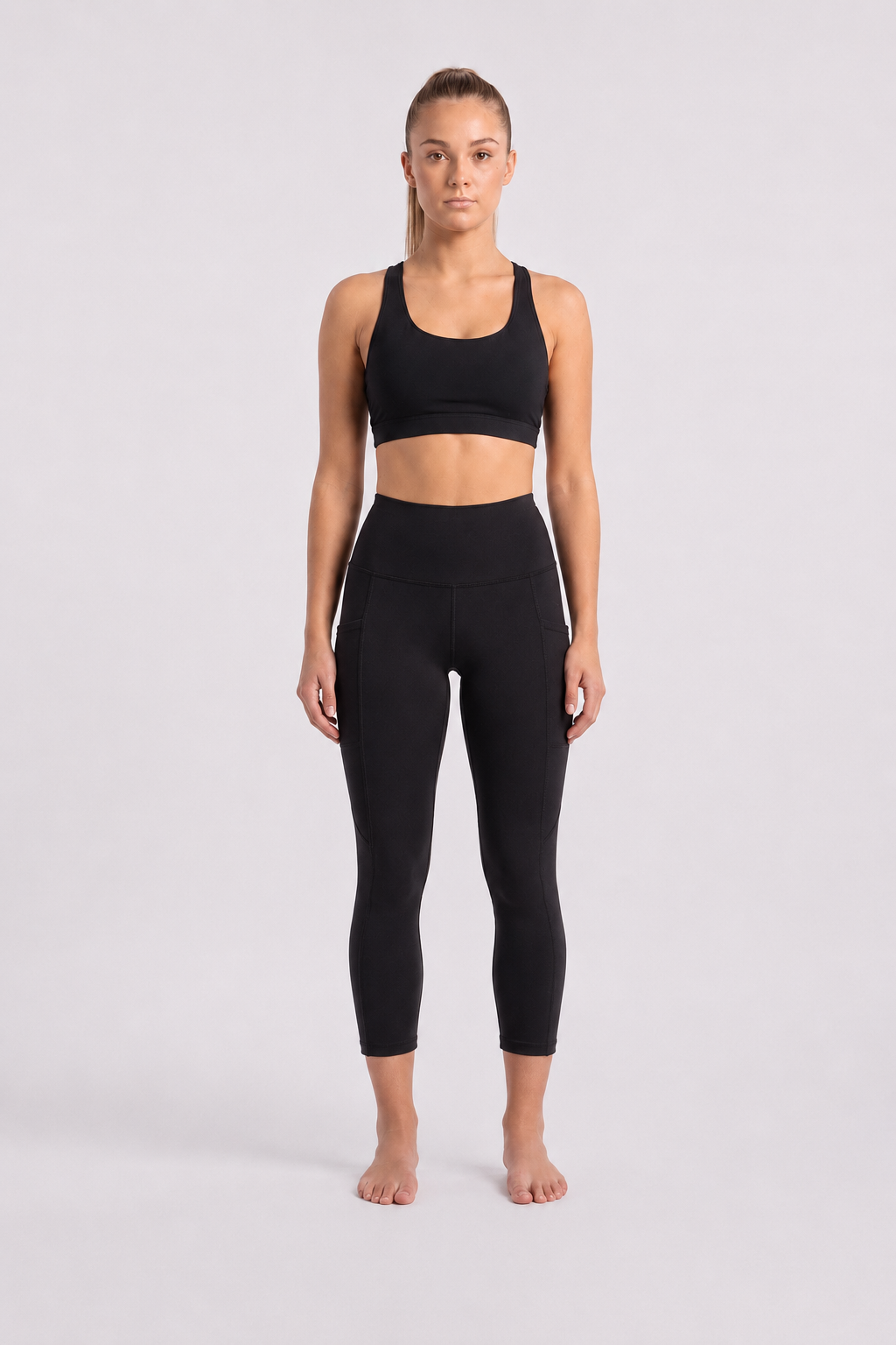 New York Laundry Women's High-Waisted Full Length Leggings with Side Pockets, Jet Black