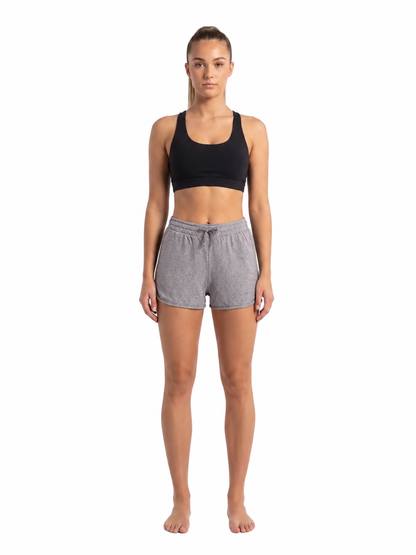 New York Laundry Women's 3-Inch Running Shorts with Drawstring Waistband and Pockets, Heather Grey
