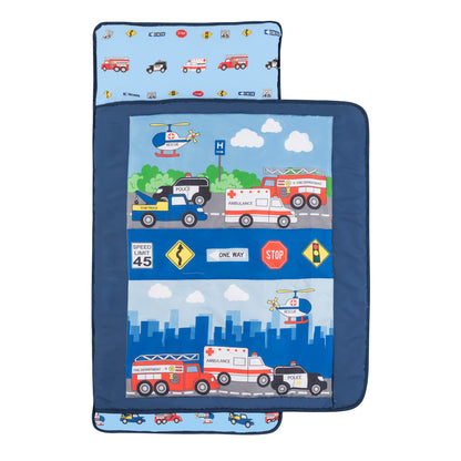 Everyday Kids Toddler Nap Mat with Removable Pillow - Fire Police Rescue