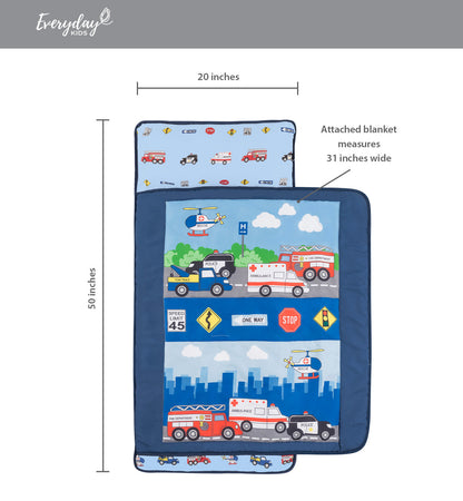 Everyday Kids Toddler Nap Mat with Removable Pillow - Fire Police Rescue