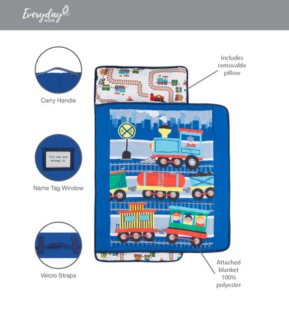 Everyday Kids Toddler Nap Mat with Pillow -Choo Choo Train