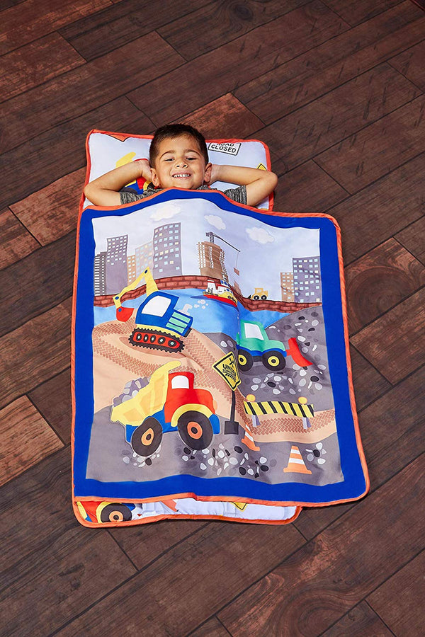 Everyday Kids Toddler Nap Mat with Removable Pillow - Under Construction