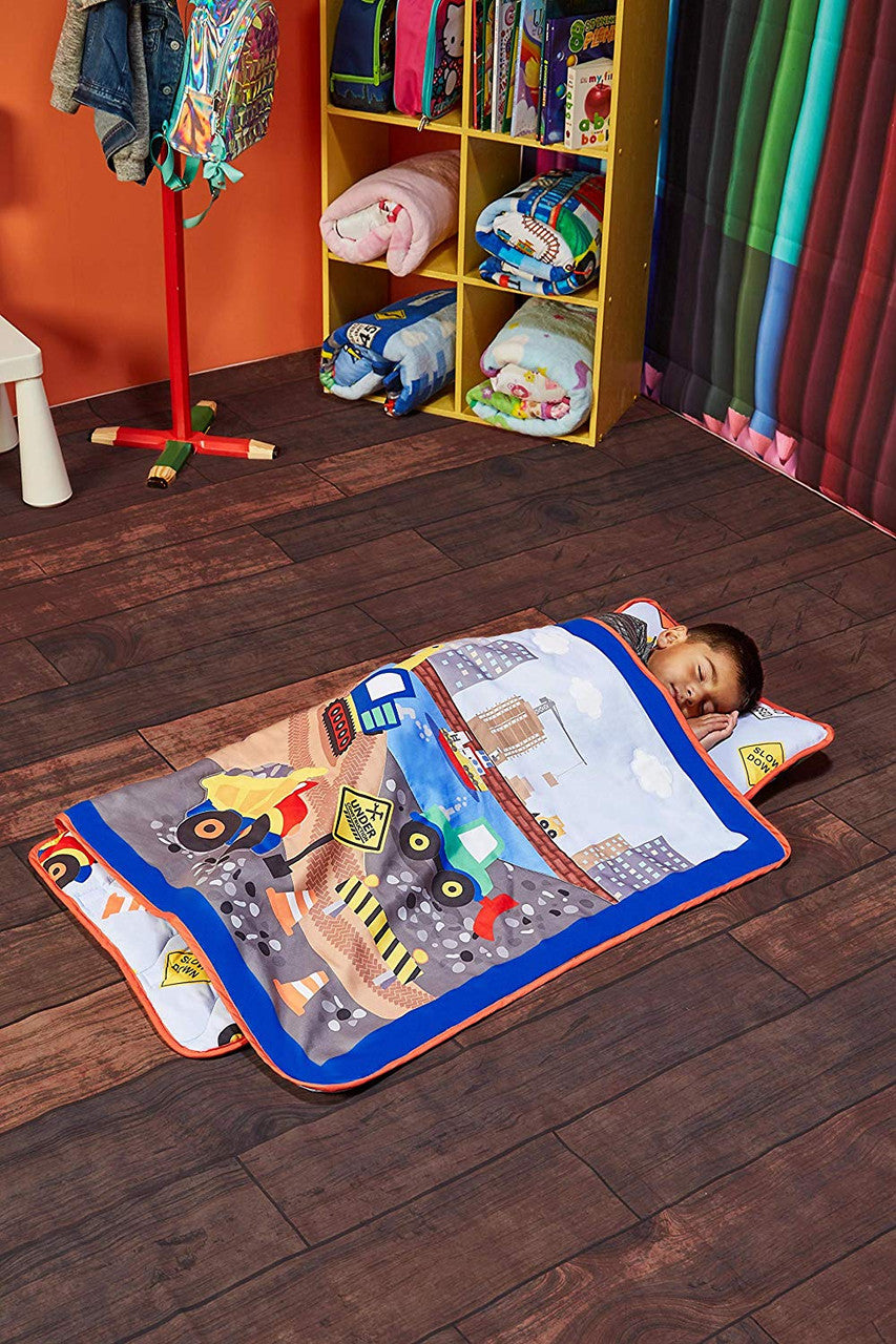 Everyday Kids Toddler Nap Mat with Removable Pillow - Under Construction