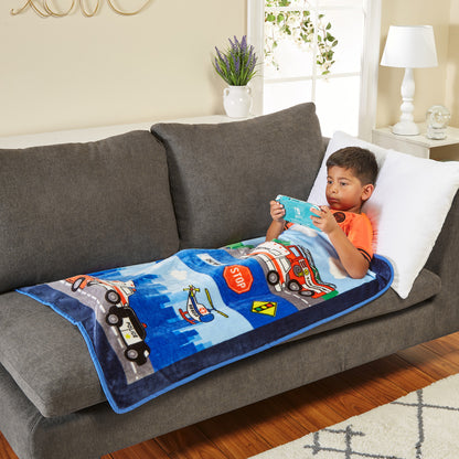 EVERYDAY KIDS Toddler Throw Blanket - Fire and Police Rescue