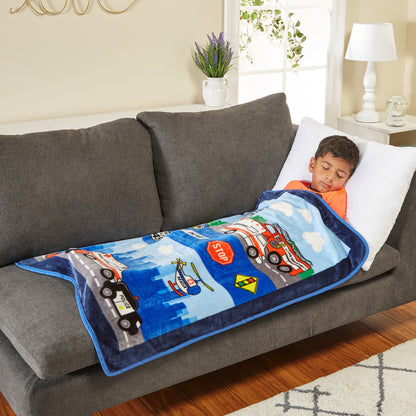 EVERYDAY KIDS Toddler Throw Blanket - Fire and Police Rescue