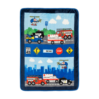 EVERYDAY KIDS Toddler Throw Blanket - Fire and Police Rescue