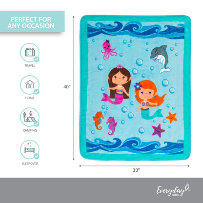 Everyday Kids Toddler Throw Blanket - Mermaids Undersea Adventure