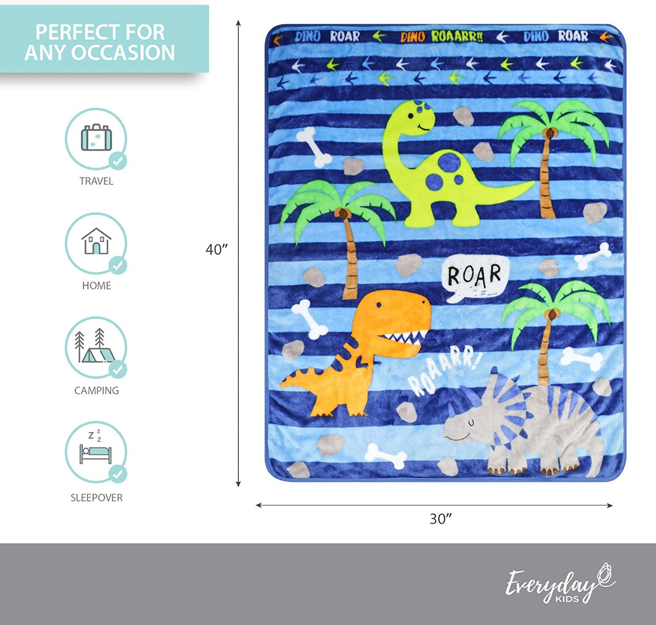 Everyday Kids Dinosaur Blanket