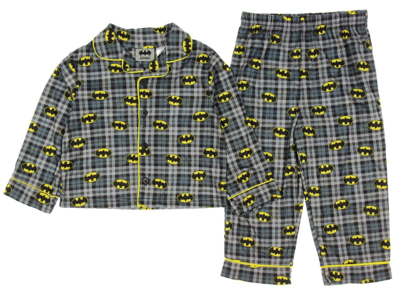 Batman Black Flannel Pajama Two Piece Set for Boys/Toddlers, Medium (8)