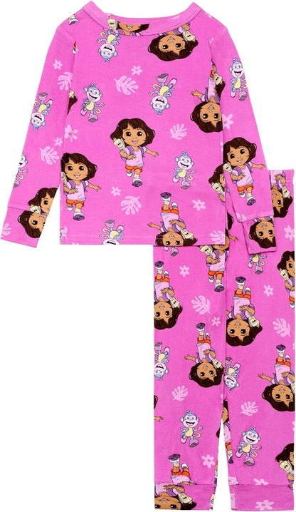 Nickelodeon Dora the Explorer Girls' Long Sleeve Top and Long Pants Two-Piece Pajama Set