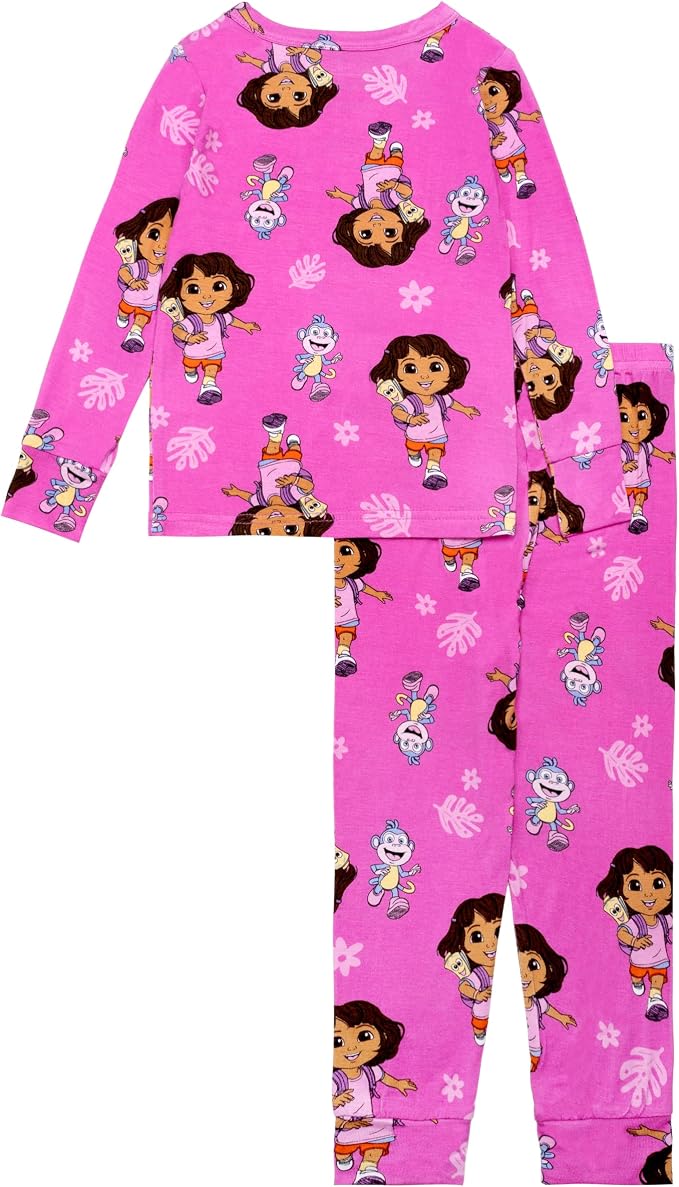Nickelodeon Dora the Explorer Girls' Long Sleeve Top and Long Pants Two-Piece Pajama Set
