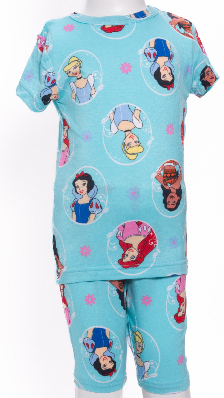 Disney Princess 2 Piece Girls Short Sleeve Pajama Set with Top and Pants