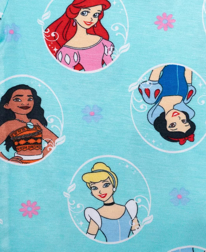 Disney Princess 2 Piece Girls Short Sleeve Pajama Set with Top and Pants