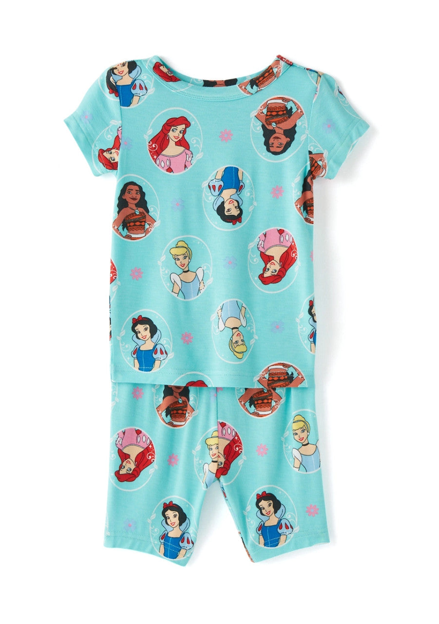 Disney Princess 2 Piece Girls Short Sleeve Pajama Set with Top and Pants