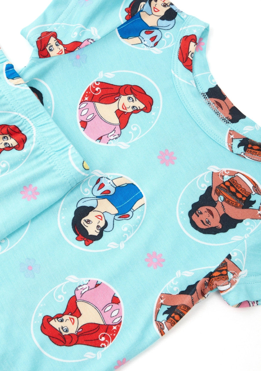 Disney Princess 2 Piece Girls Short Sleeve Pajama Set with Top and Pants