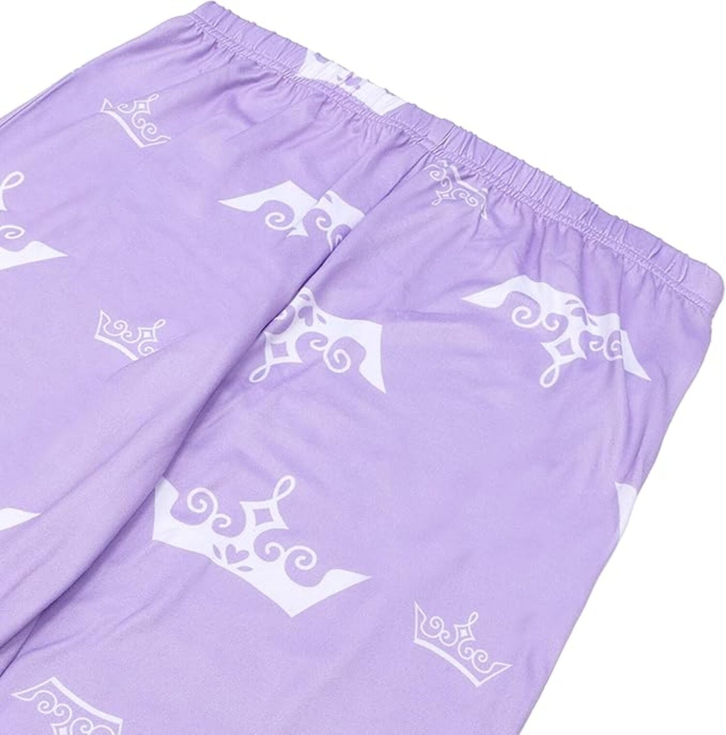 Disney Princess Girls 2-Piece Pajama Set, Long Sleeve Raglan Top with Moana Ariel Cinderella Jasmine and Belle, Purple