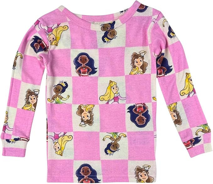 Disney Princess Girls 4-piece Snug-fit Cotton Pajama Set, Fairytale Pink