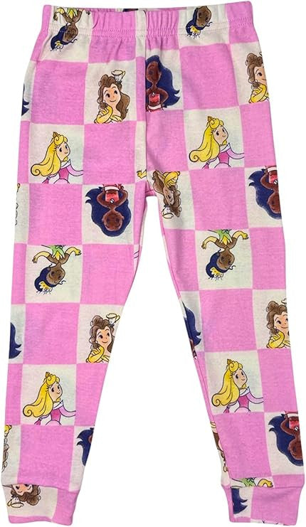 Disney Princess Girls 4-piece Snug-fit Cotton Pajama Set, Fairytale Pink