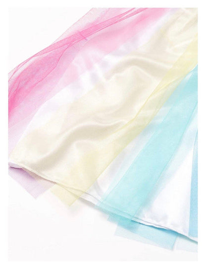 Disney Princess Girls Rainbow Nightgown Sleepwear with Tulle Overlay