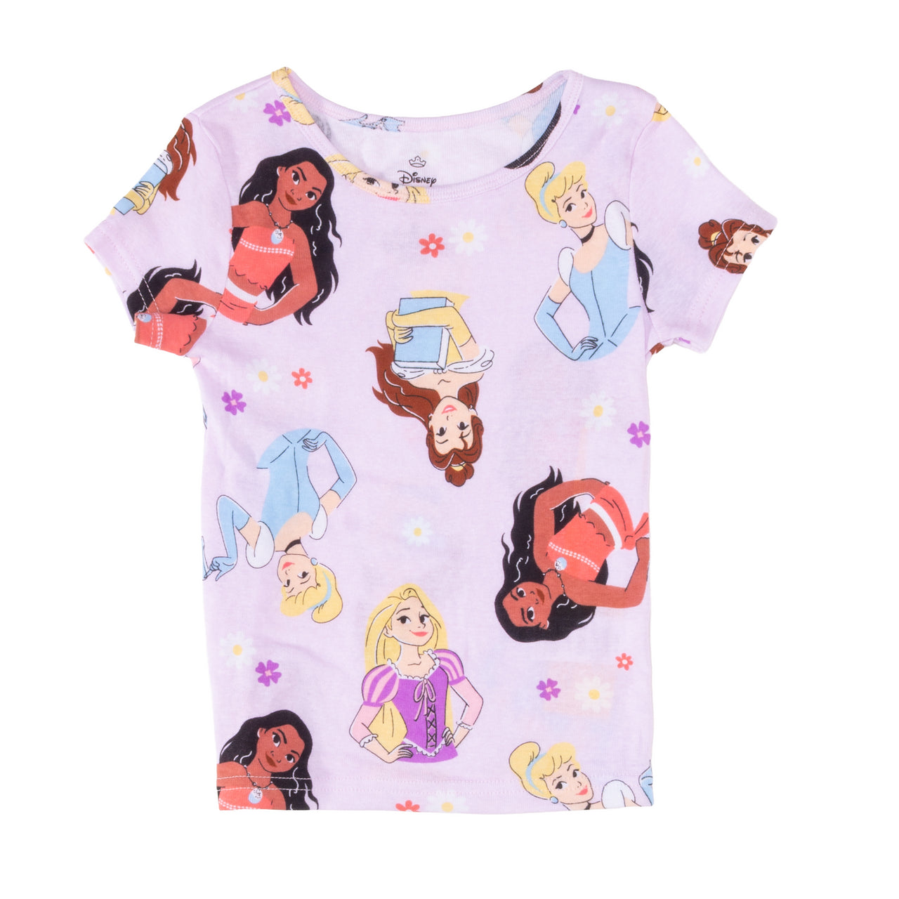 Girls’ Princess 4pc Pajama Set – Moana, Cinderella, Rapunzel & Belle – 2 Tops, Shorts & Pants