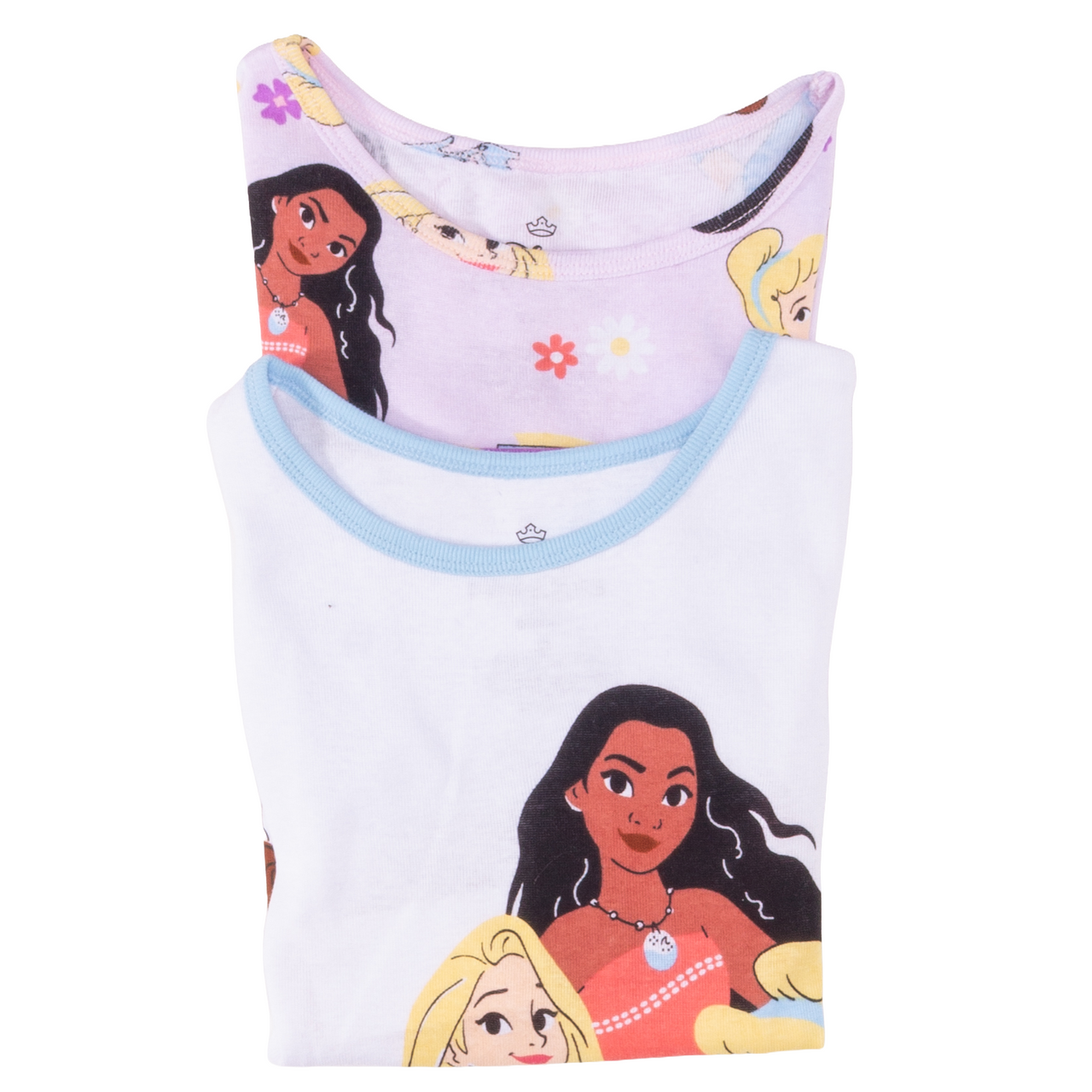 Girls’ Princess 4pc Pajama Set – Moana, Cinderella, Rapunzel & Belle – 2 Tops, Shorts & Pants
