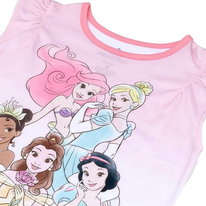 Disney Girls' 2-piece Loose-fit Pajama Set, Princess Matching Pajamas
