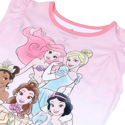 Disney Girls' 2-piece Loose-fit Pajama Set, Princess Matching Pajamas