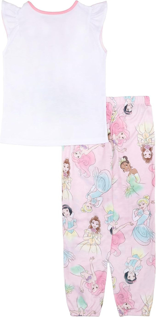 Disney Girls' 2-piece Loose-fit Pajama Set, Princess Matching Pajamas