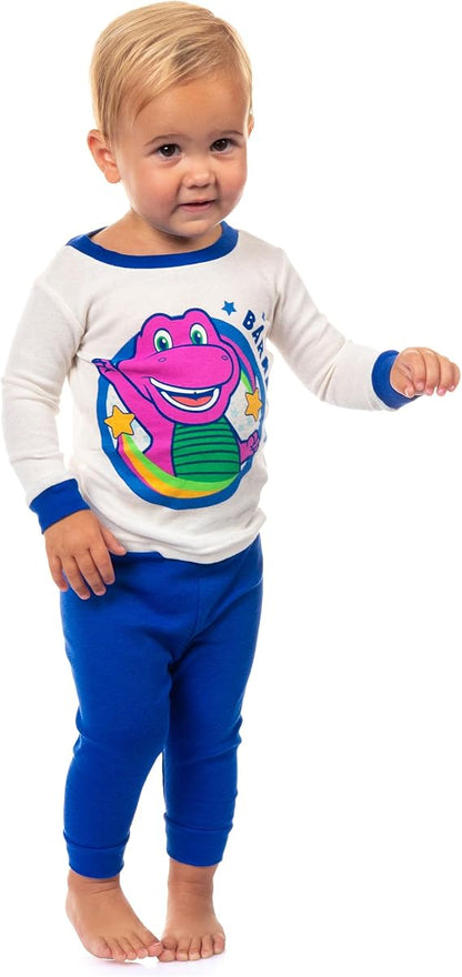 Official Barney Friends and Fun Infant 4-Piece Cotton Long-Sleeve Pajama and Lounge Sleepwear Sets