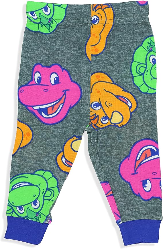 Official Barney Friends and Fun Infant 4-Piece Cotton Long-Sleeve Pajama and Lounge Sleepwear Sets