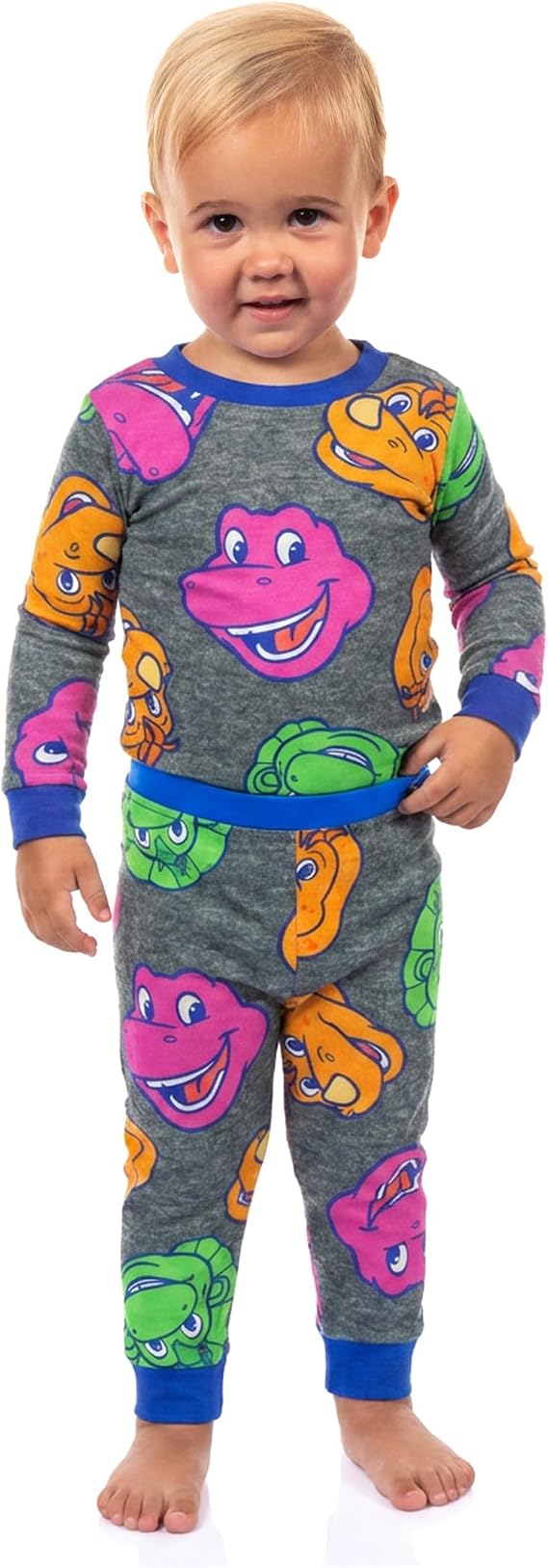 Official Barney Friends and Fun Infant 4-Piece Cotton Long-Sleeve Pajama and Lounge Sleepwear Sets