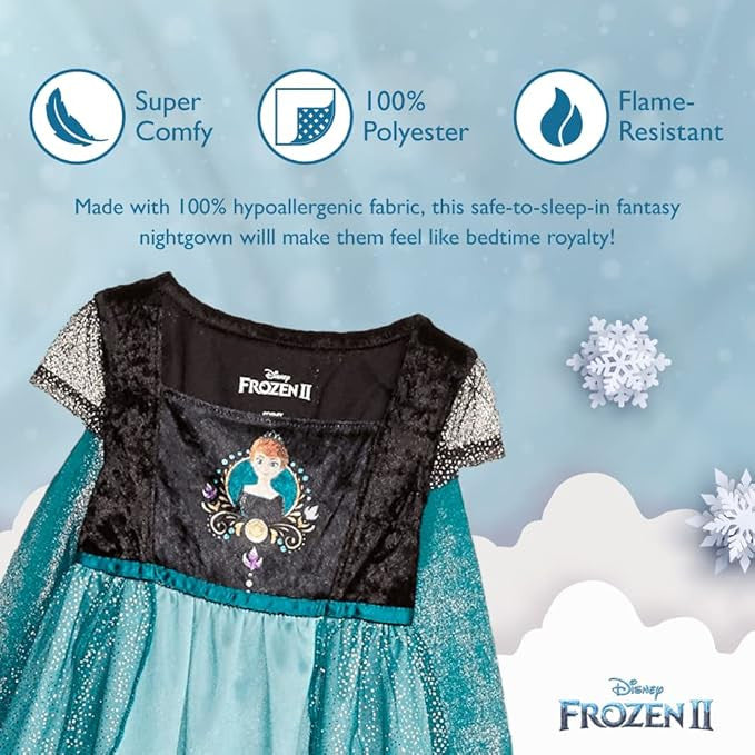 Disney Frozen Anna Girls Nightgown Sleepwear with Shimmer Tulle Overlay