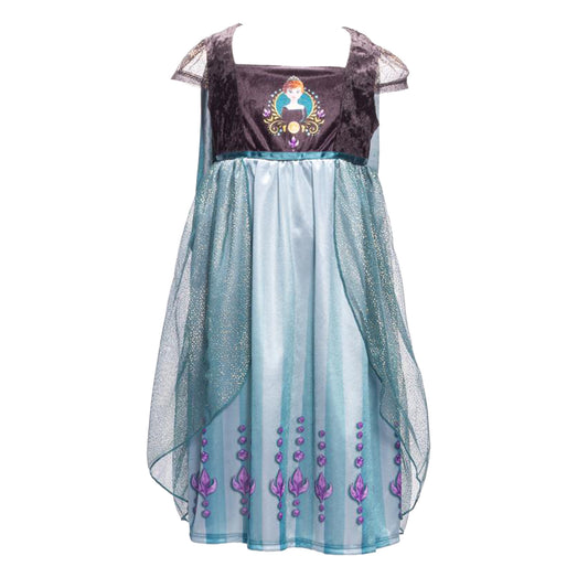 Disney Frozen Anna Girls Nightgown Sleepwear with Shimmer Tulle Overlay