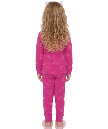 Gabby's Dollhouse Girls 2-Piece Cotton Pajama Set, Long Sleeve Gabby Pandy Paws and Cakey Graphic Top and Pants, Pink