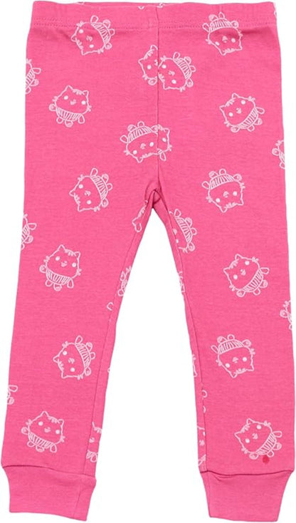 Gabby's Dollhouse Girls 2-Piece Cotton Pajama Set, Long Sleeve Gabby Pandy Paws and Cakey Graphic Top and Pants, Pink