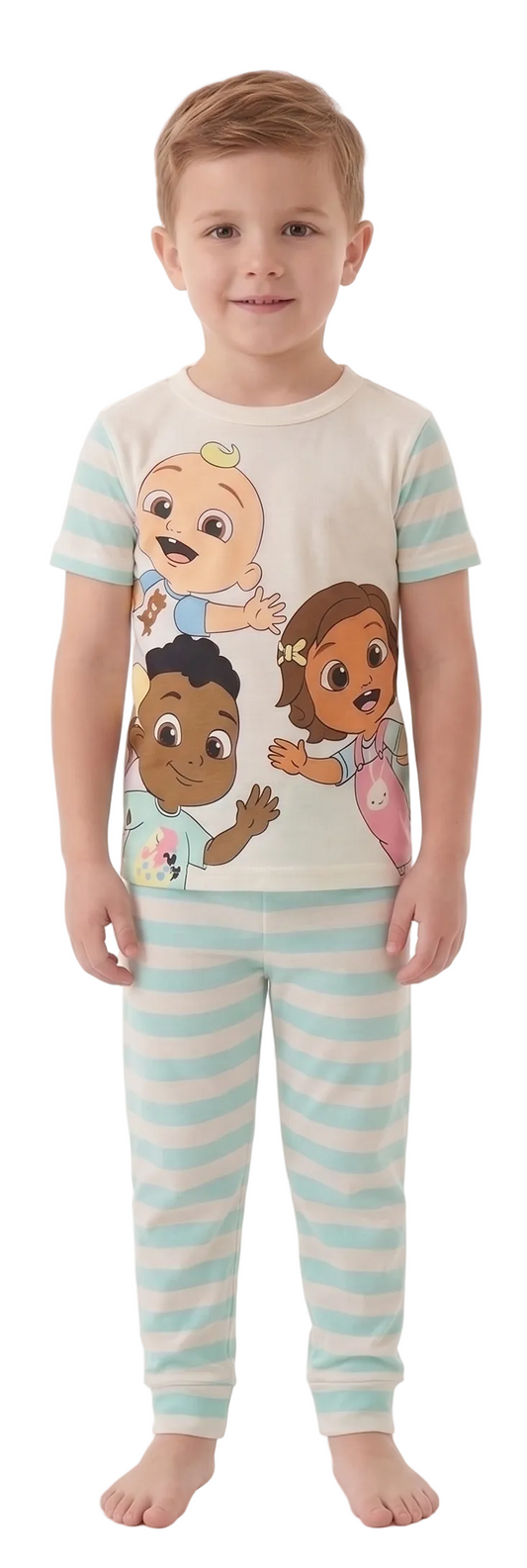 CoComelon Toddler Unisex 4-Piece Cotton Pajama Set, JJ and Friends Graphic Tees and Matching Pants, Snug Fit Sleepwear