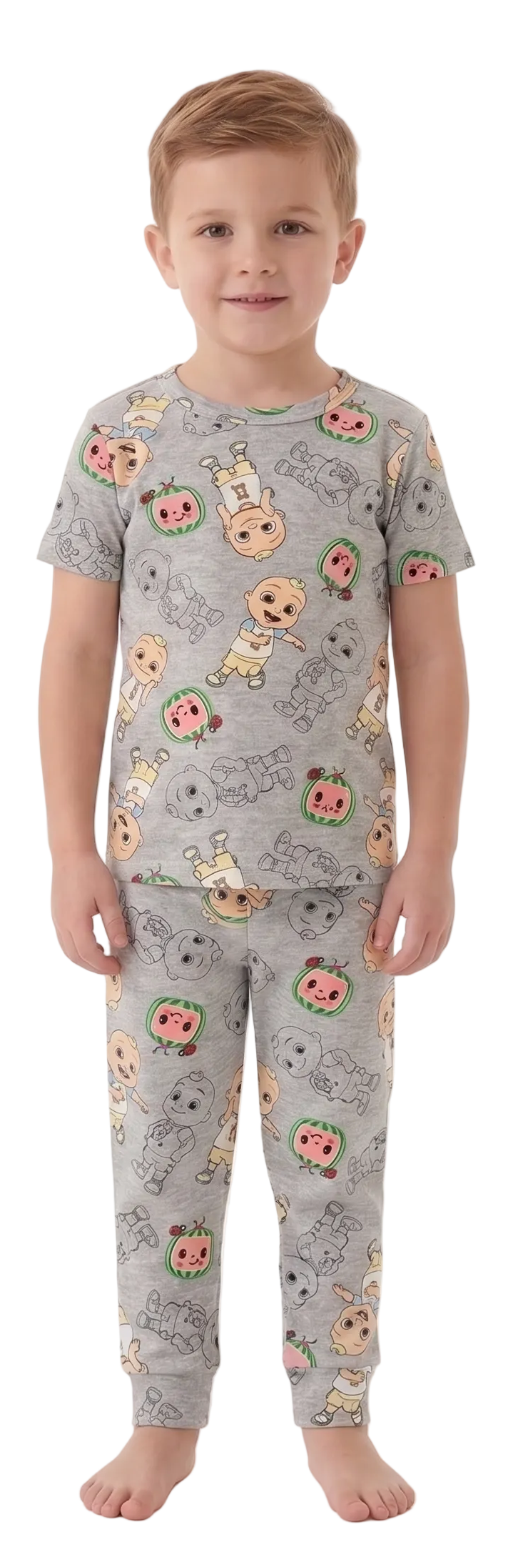 CoComelon Toddler Unisex 4-Piece Cotton Pajama Set, JJ and Friends Graphic Tees and Matching Pants, Snug Fit Sleepwear