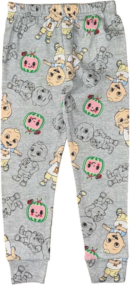 CoComelon Toddler Unisex 4-Piece Cotton Pajama Set, JJ and Friends Graphic Tees and Matching Pants, Snug Fit Sleepwear